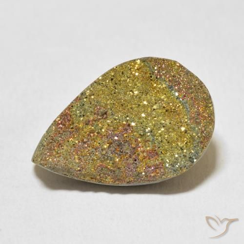 Pirita arcoiris Multicolor natural de 12.94 ct, En forma de pera, Opaco