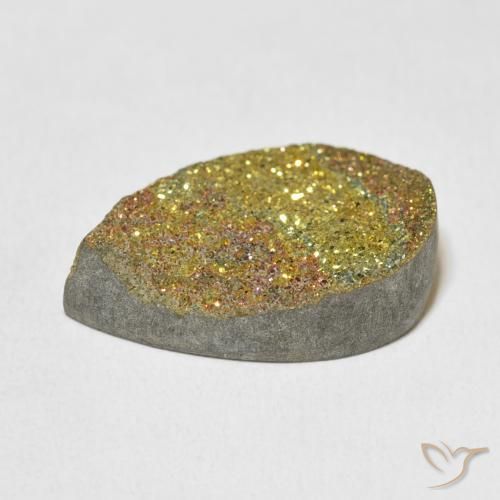 Pirita arcoiris Multicolor natural de 12.94 ct, En forma de pera, Opaco