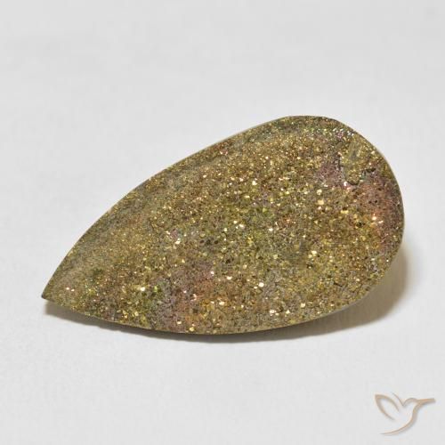 17.24ct Natural Multicolor Pirita arcoiris, En forma de pera, Opaco
