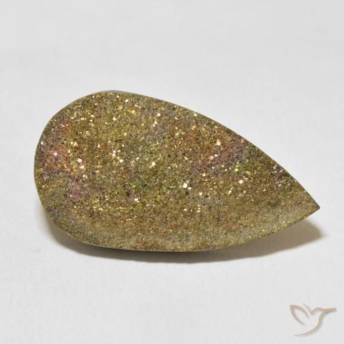 Pirita arcoiris Multicolor natural de 17.24 ct, En forma de pera, Opaco
