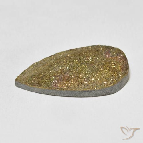 Pirita arcoiris Multicolor natural de 17.24 ct, En forma de pera, Opaco