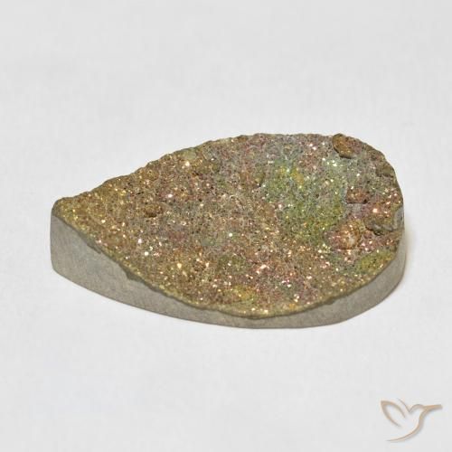 Pirita arcoiris Multicolor natural de 17.21 ct, En forma de pera, Opaco