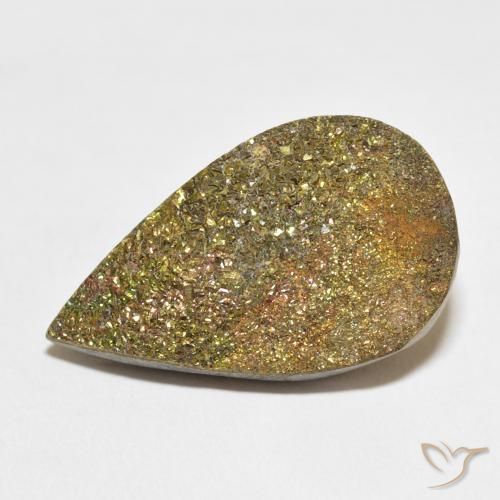 18.07ct Natural Multicolor Pirita arcoiris, En forma de pera, Opaco