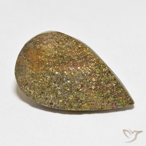 Pirita arcoiris Multicolor natural de 18.07 ct, En forma de pera, Opaco