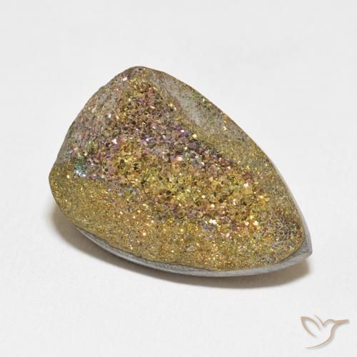 Pirita arcoiris Multicolor natural de 13.11 ct, En forma de pera, Opaco