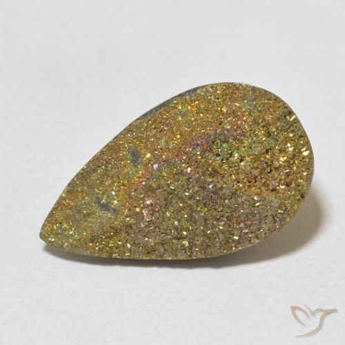 6.31ct Natural Multicolor Pirita arcoiris, En forma de pera, Opaco