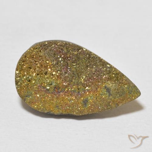 Pirita arcoiris Multicolor natural de 6.31 ct, En forma de pera, Opaco
