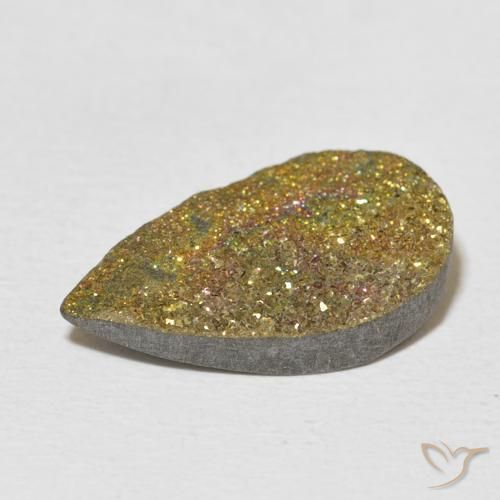 Pirita arcoiris Multicolor natural de 6.31 ct, En forma de pera, Opaco