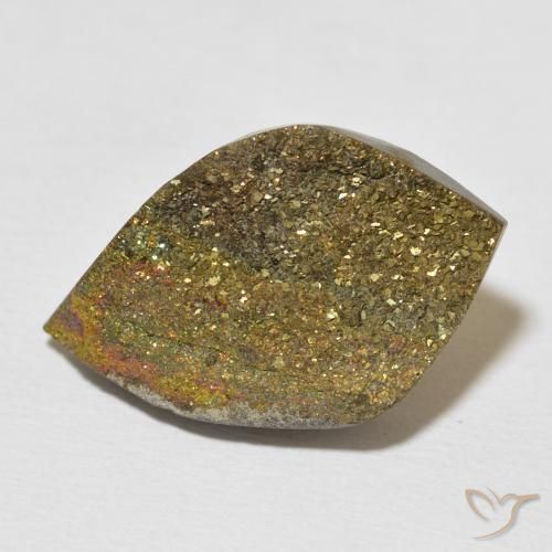 Pirita arcoiris Multicolor natural de 15.21 ct, En forma de pera, Opaco