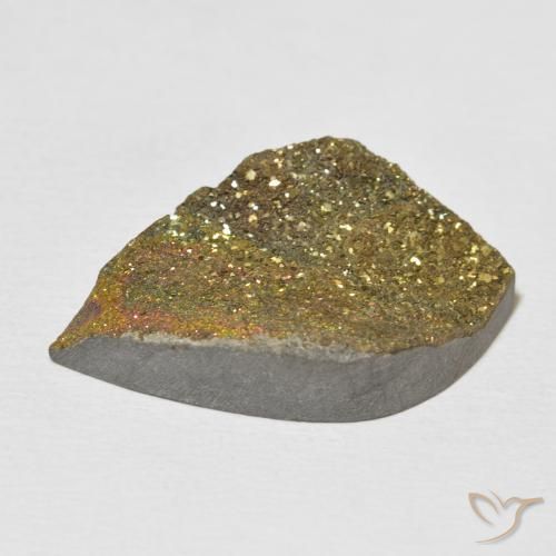 Pirita arcoiris Multicolor natural de 15.21 ct, En forma de pera, Opaco