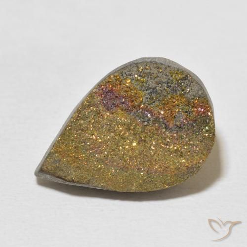 9.97ct Natural Multicolor Pirita arcoiris, En forma de pera, Opaco