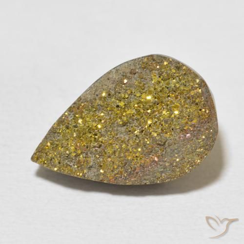 6.87ct Natural Multicolor Pirita arcoiris, En forma de pera, Opaco