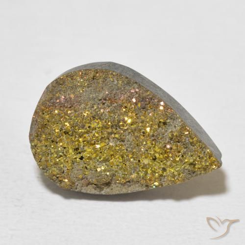 Pirita arcoiris Multicolor natural de 6.87 ct, En forma de pera, Opaco