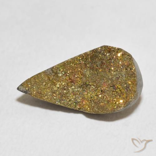 Pirita arcoiris Multicolor natural de 4.89 ct, En forma de pera, Opaco