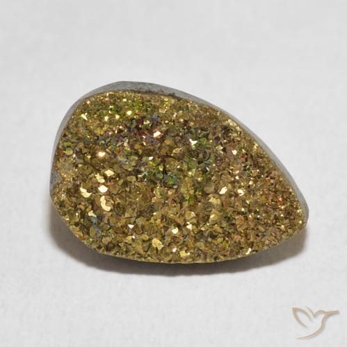 Pirita arcoiris Multicolor natural de 5.82 ct, En forma de pera, Opaco