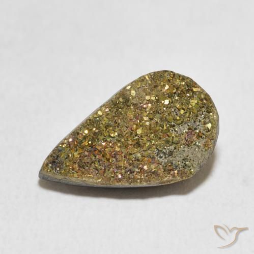4.66ct Natural Multicolor Pirita arcoiris, En forma de pera, Opaco