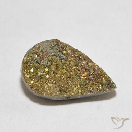 Pirita arcoiris Multicolor natural de 4.66 ct, En forma de pera, Opaco