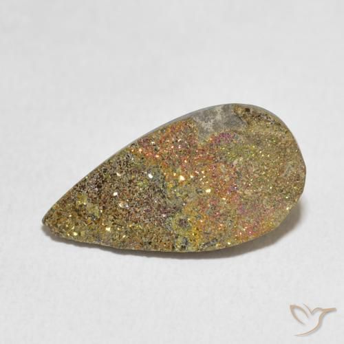 4.55ct Natural Multicolor Pirita arcoiris, En forma de pera, Opaco