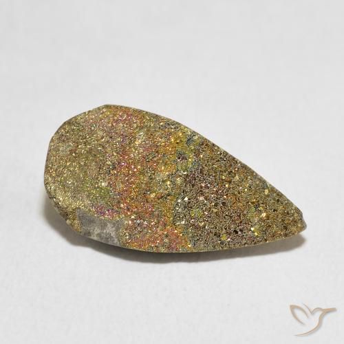 Pirita arcoiris Multicolor natural de 4.55 ct, En forma de pera, Opaco
