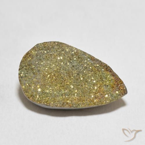 Pirita arcoiris Multicolor natural de 9.12 ct, En forma de pera, Opaco