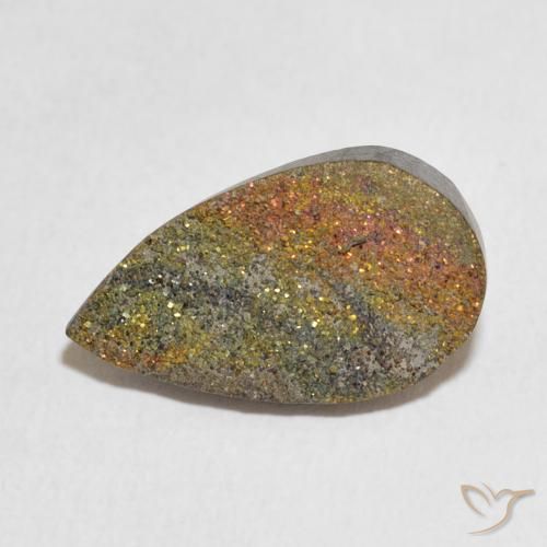 6.04ct Natural Multicolor Pirita arcoiris, En forma de pera, Opaco