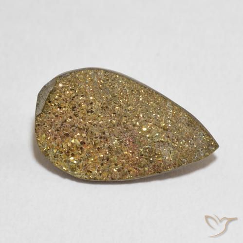 Pirita arcoiris Multicolor natural de 4.75 ct, En forma de pera, Opaco