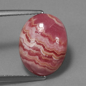 Rodocrosita multicolor natural de 7,26 ct, corte óvalo, opaco