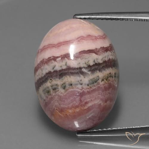 Rodocrosita multicolor natural de 24,26 ct, corte óvalo, opaco