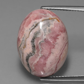 Rodocrosita multicolor natural de 25,03 ct, corte óvalo, opaco