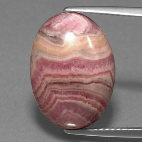 Rodocrosita multicolor natural de 14,81 ct, corte óvalo, opaco