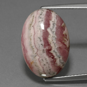 Rodocrosita multicolor natural de 13,76 ct, corte óvalo, opaco