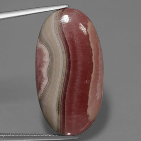 Rodocrosita multicolor natural de 30,73 ct, corte óvalo, opaco