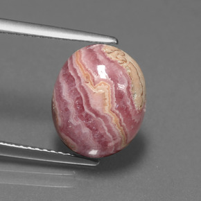 Rodocrosita multicolor natural de 6,42 ct, corte óvalo, opaco