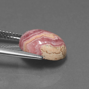 Rodocrosita multicolor natural de 6,42 ct, corte óvalo, opaco