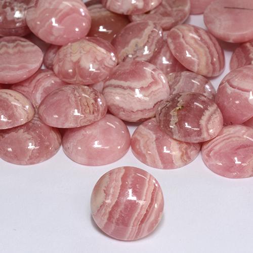 Rodocrosita multicolor natural de 6,39 ct, corte redondo, translúcido