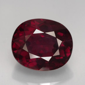 Granate rodolita rojo natural de 13,09 ct, corte óvalo, VS