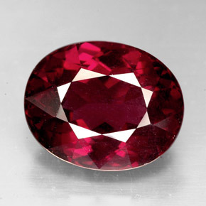 Granate rodolita rojo natural de 10,41 ct, corte óvalo, VS