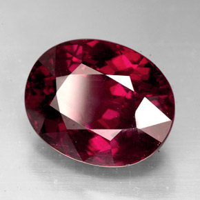 Granate rodolita rojo natural de 10,41 ct, corte óvalo, VS