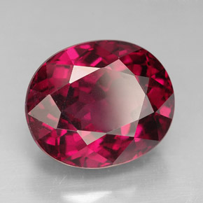 Granate rodolita rojo natural de 9,82 ct, corte óvalo, VS