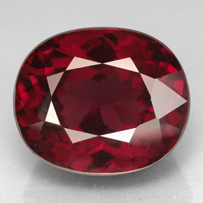 Granate rodolita rojo natural de 10,33 ct, corte óvalo, VS