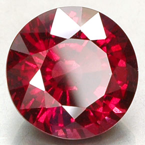 Granate rodolita rojo natural de 7,93 ct, corte redondo, VS