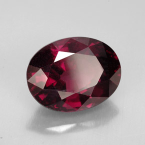 Granate rodolita rojo natural de 6,39 ct, corte óvalo, VS