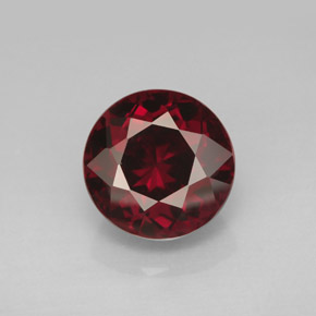 Granate rodolita rojo natural de 6,59 ct, corte redondo, VS