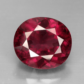 Granate rodolita rojo natural de 7,06 ct, corte óvalo, VS