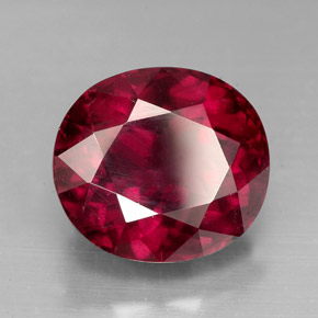 Granate rodolita rojo natural de 7,06 ct, corte óvalo, VS