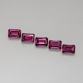 Gemas de granate rodolita rosa natural de  ct, corte esmeralda, VVS-VS
