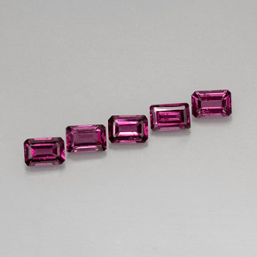 Gemas de granate rodolita rosa natural de  ct, corte esmeralda, VVS-VS