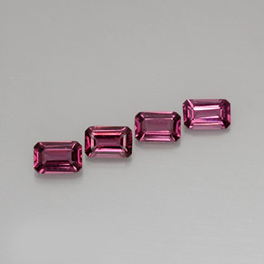 Gemas de granate rodolita rosa natural de  ct, corte esmeralda, VVS-VS