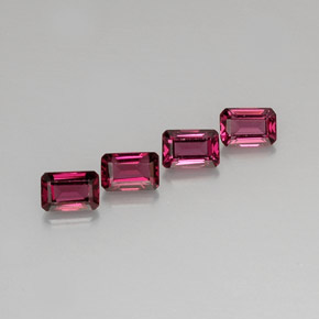 Gemas de granate rodolita rosa natural de  ct, corte esmeralda, VVS-VS