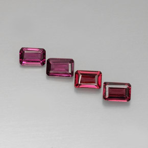 Gemas de granate rodolita rosa natural de 3,39 ct, corte esmeralda, VVS-VS